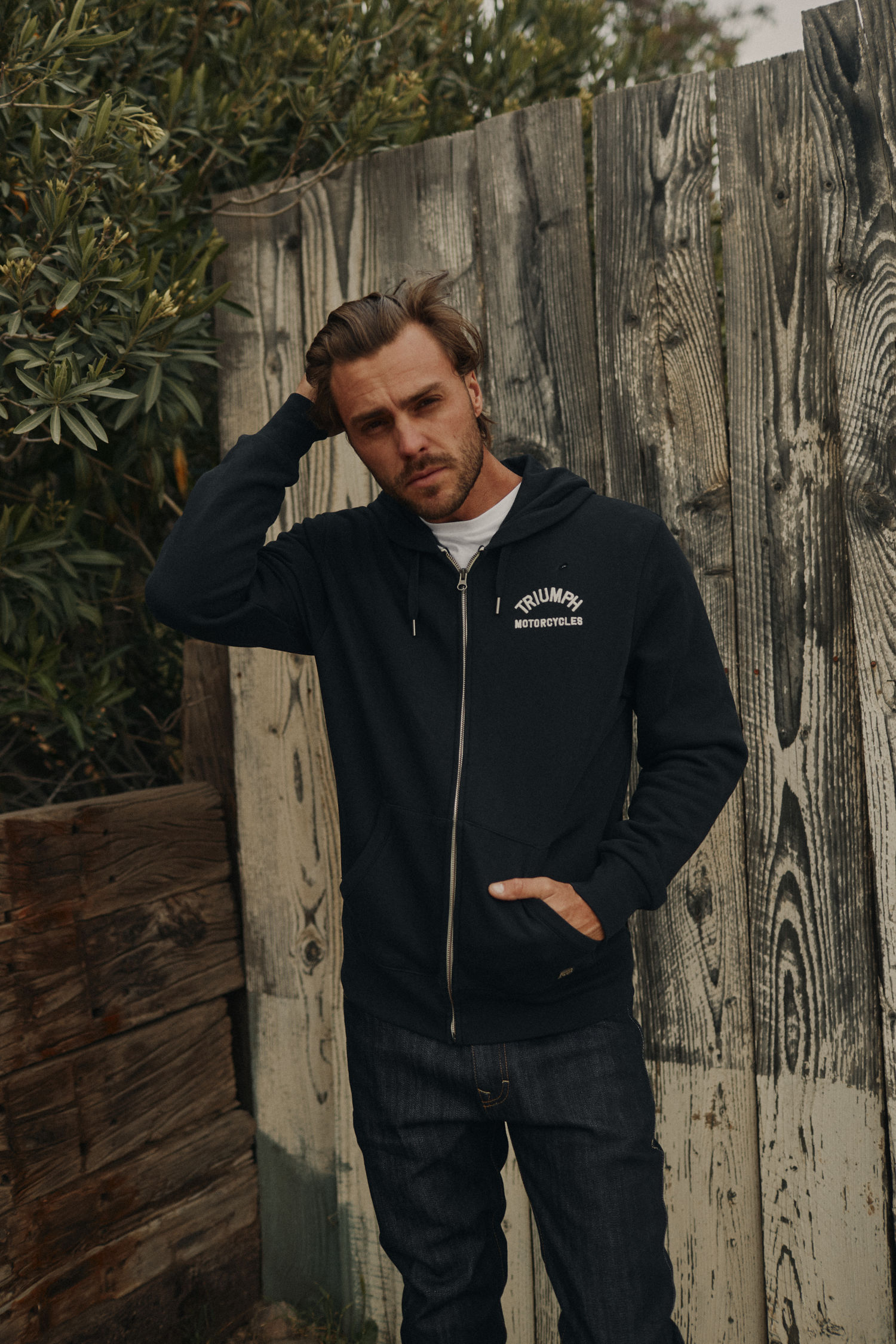Dolan Left Chest Logo Full Zip Hoodie in Black Casual Clothing